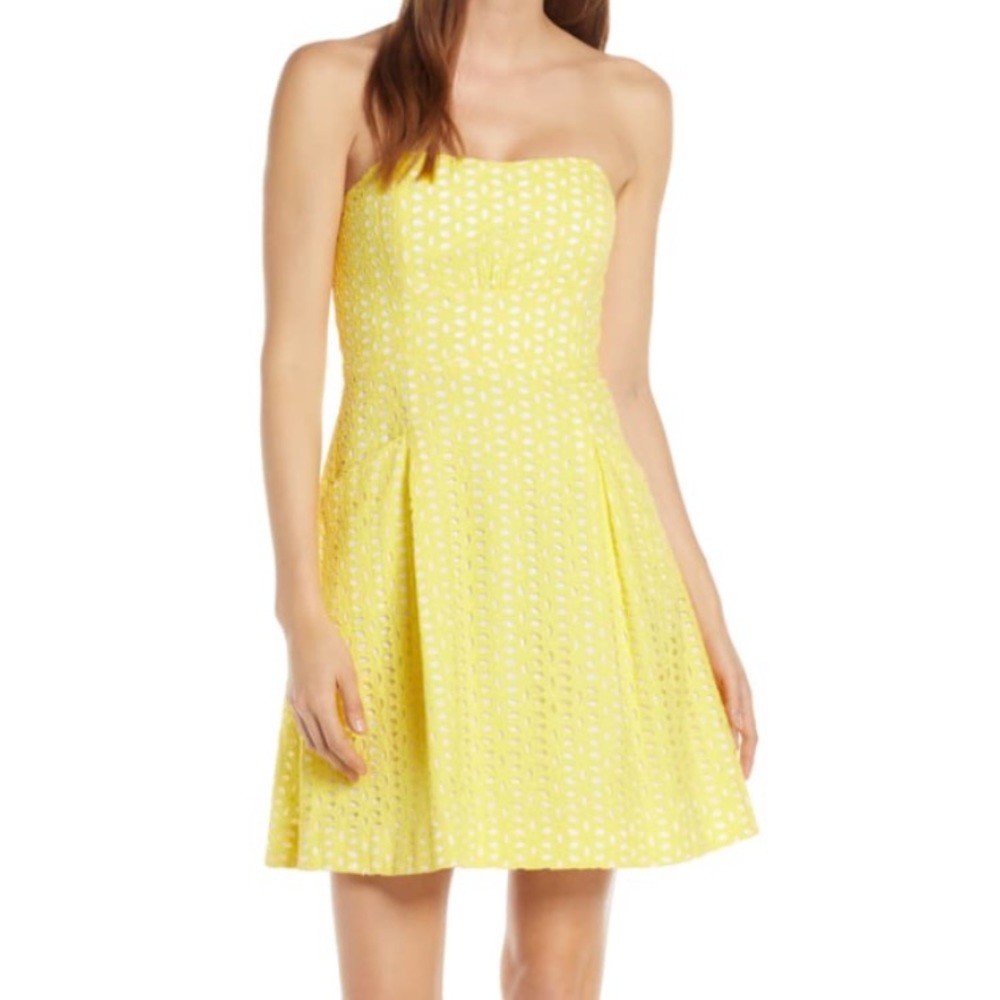 Lilly Pulitzer Yellow Strapless Blossom Dress